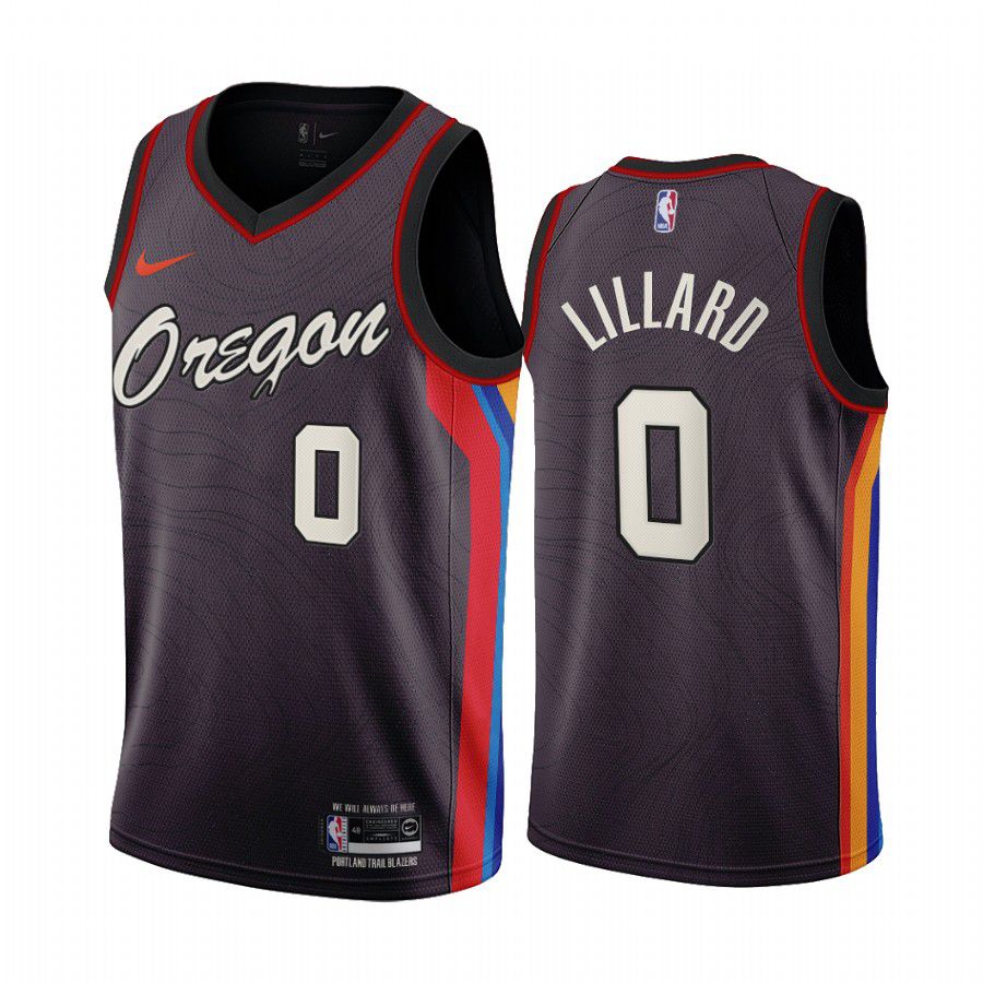 Men Portland Trail Blazers 0 damian lillard chocolate city edition oregon 2020 nba jersey